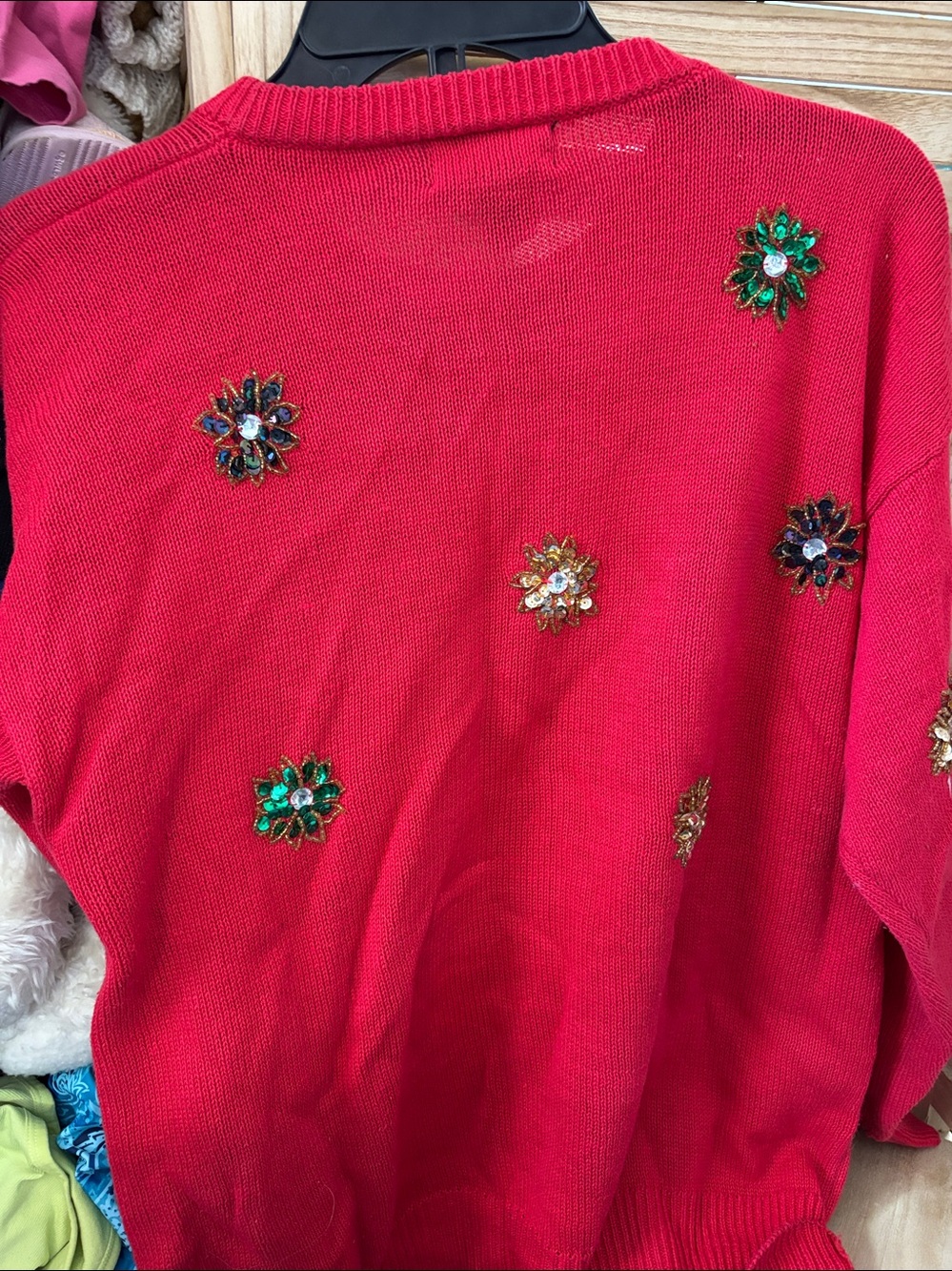 Red Embellished Holiday Sweater Large - Picture 5 of 5